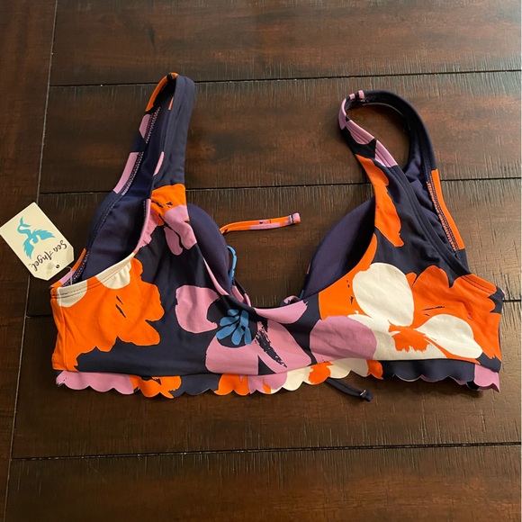 NWT Women’s XL Sea Angel Doheny Bloom Floral Front Tie Bikini Swim Top - Picture 2 of 4